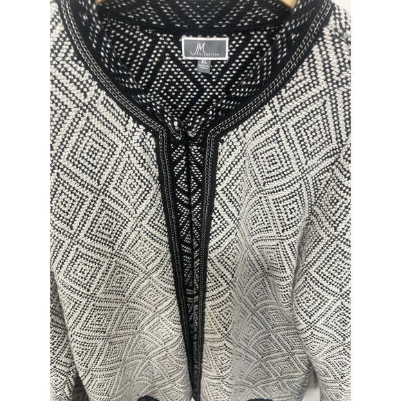 JM Collection‎ Women Cardigan Sweater Size X-Large White Black Accent Trim Open - Picture 11 of 11